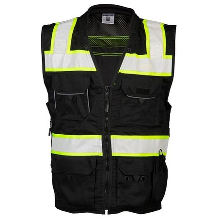 KISHIGO XL, Black Enhanced Visibility Professional Utility Vest B500-XL